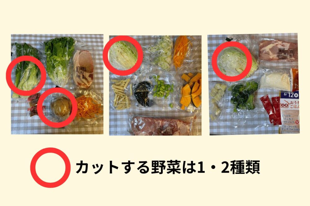 定番おうちごはんのカットする野菜は2～3種類