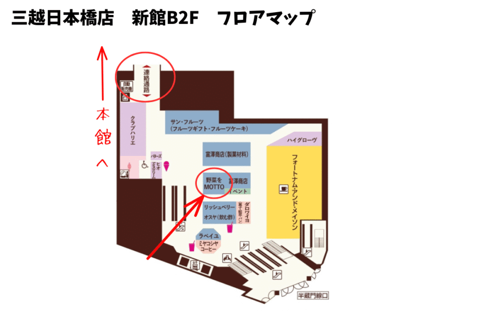 日本橋三越本店新館B2Fのフロアマップ